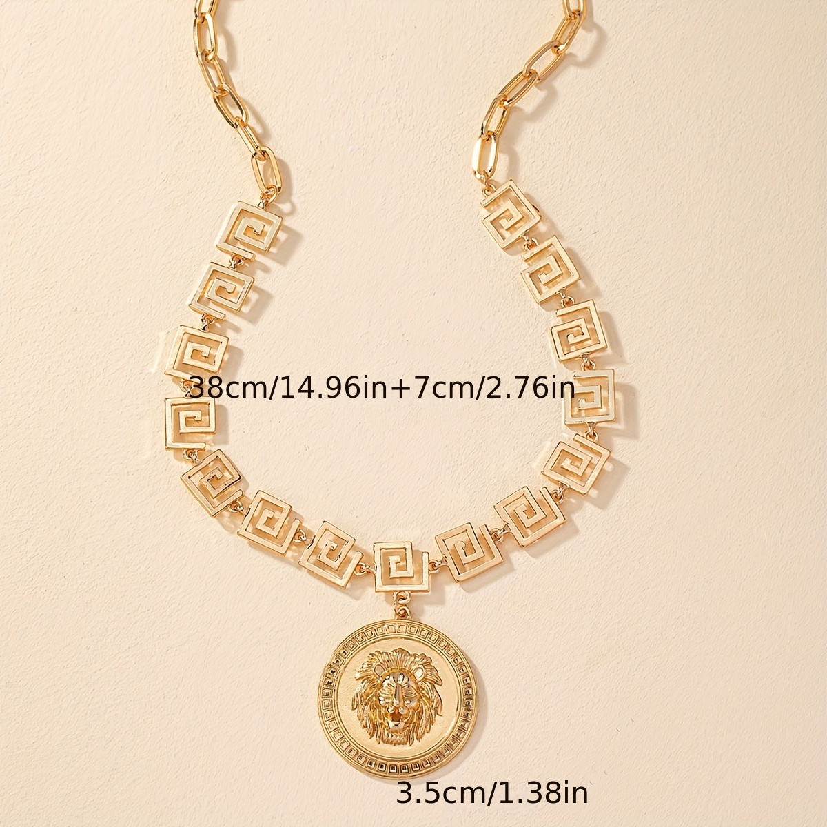 Geometric Lion Head Pendant Necklace for Women